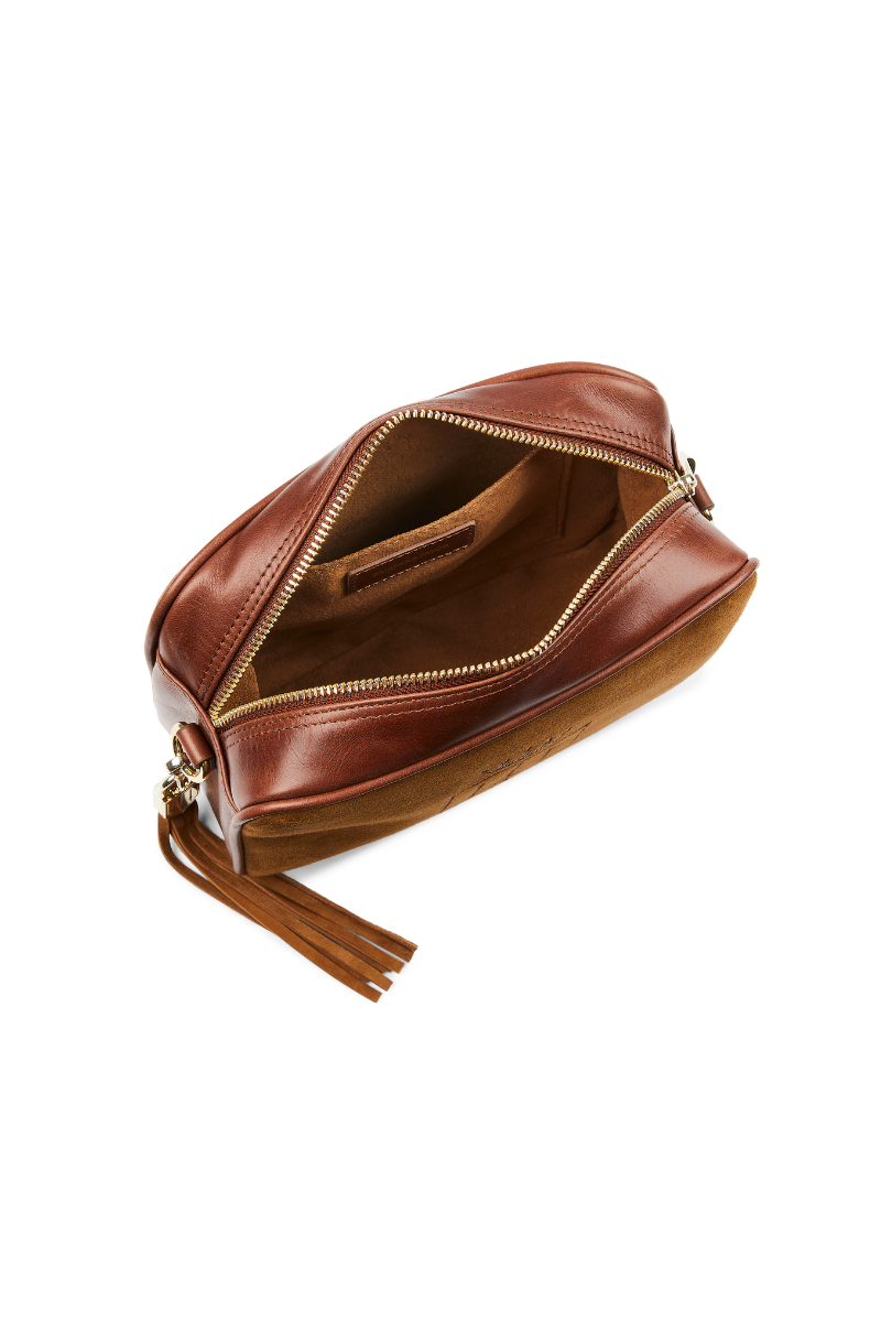 An image of the Fairfax & Favor Fairfax & Favor Finsbury Cross Body Bag Tan Suede