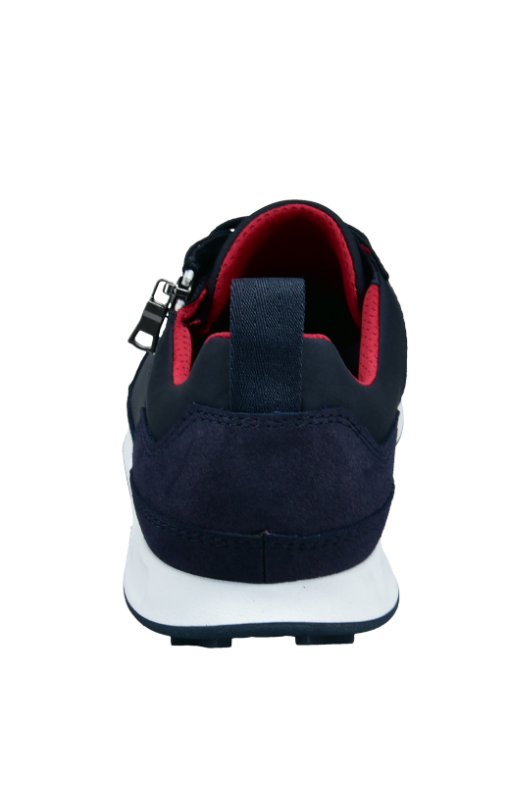 Bugatti Ross Trainer. Men's trainers with decorative zip on the side and modern white & red stripes