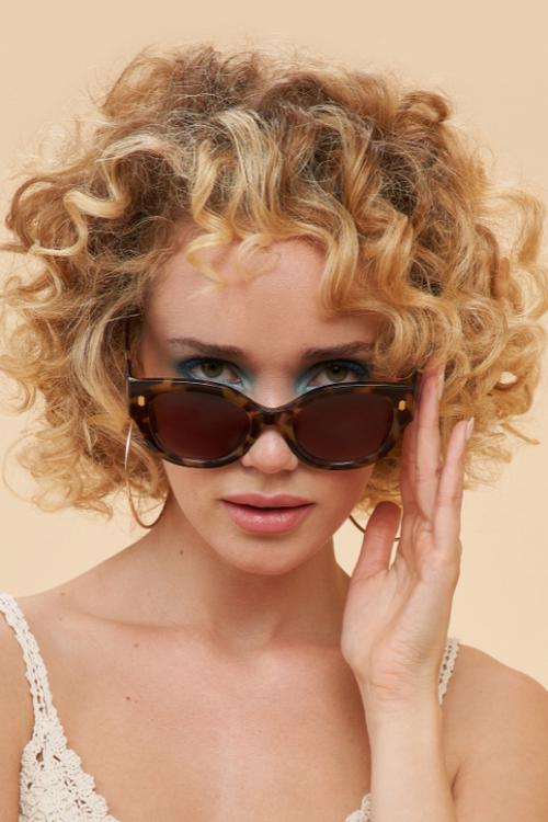 Powder Bailey Sunglasses. Chunky sunglasses with a dark glossy tortoiseshell frame
