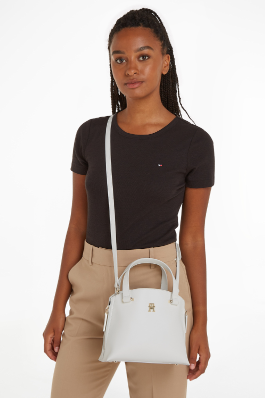 An image of the Tommy Hilfiger TH Modern Small Tote in the colour White.