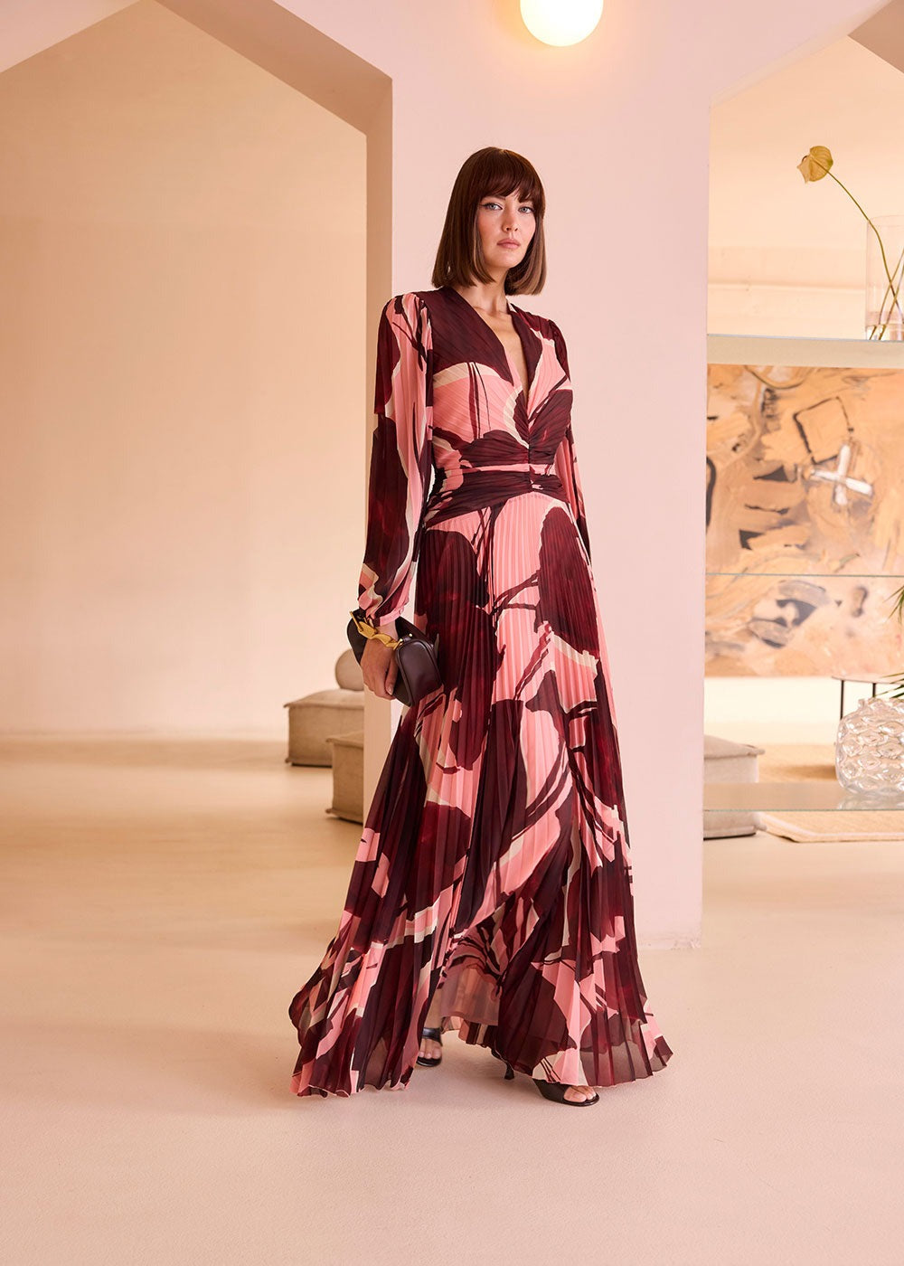 An image of the Carla Ruiz Pleated Long Dress