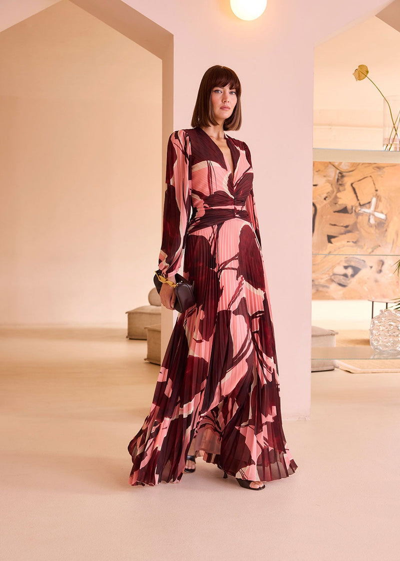 An image of the Carla Ruiz Pleated Long Dress