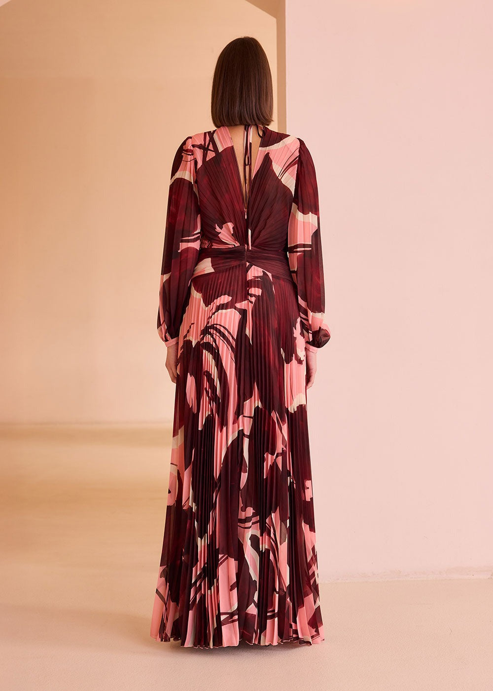 An image of the Carla Ruiz Pleated Long Dress