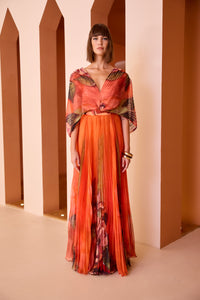 An image of the Carla Ruiz Pleated Long Dress