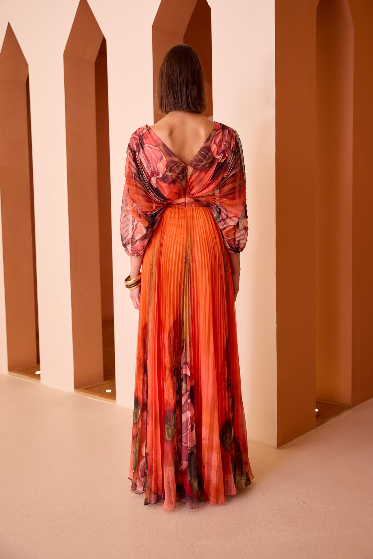 An image of the Carla Ruiz Pleated Long Dress