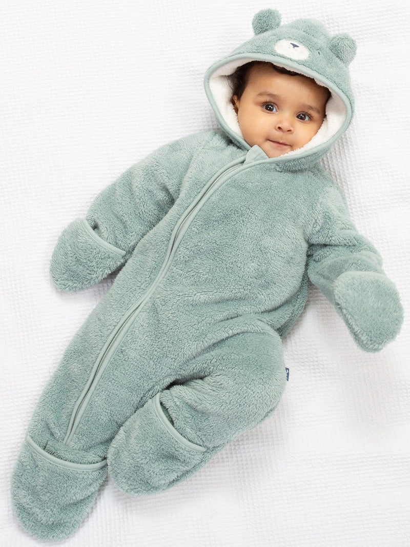 An image of the Kite Baby Bear Fleece Pramsuit