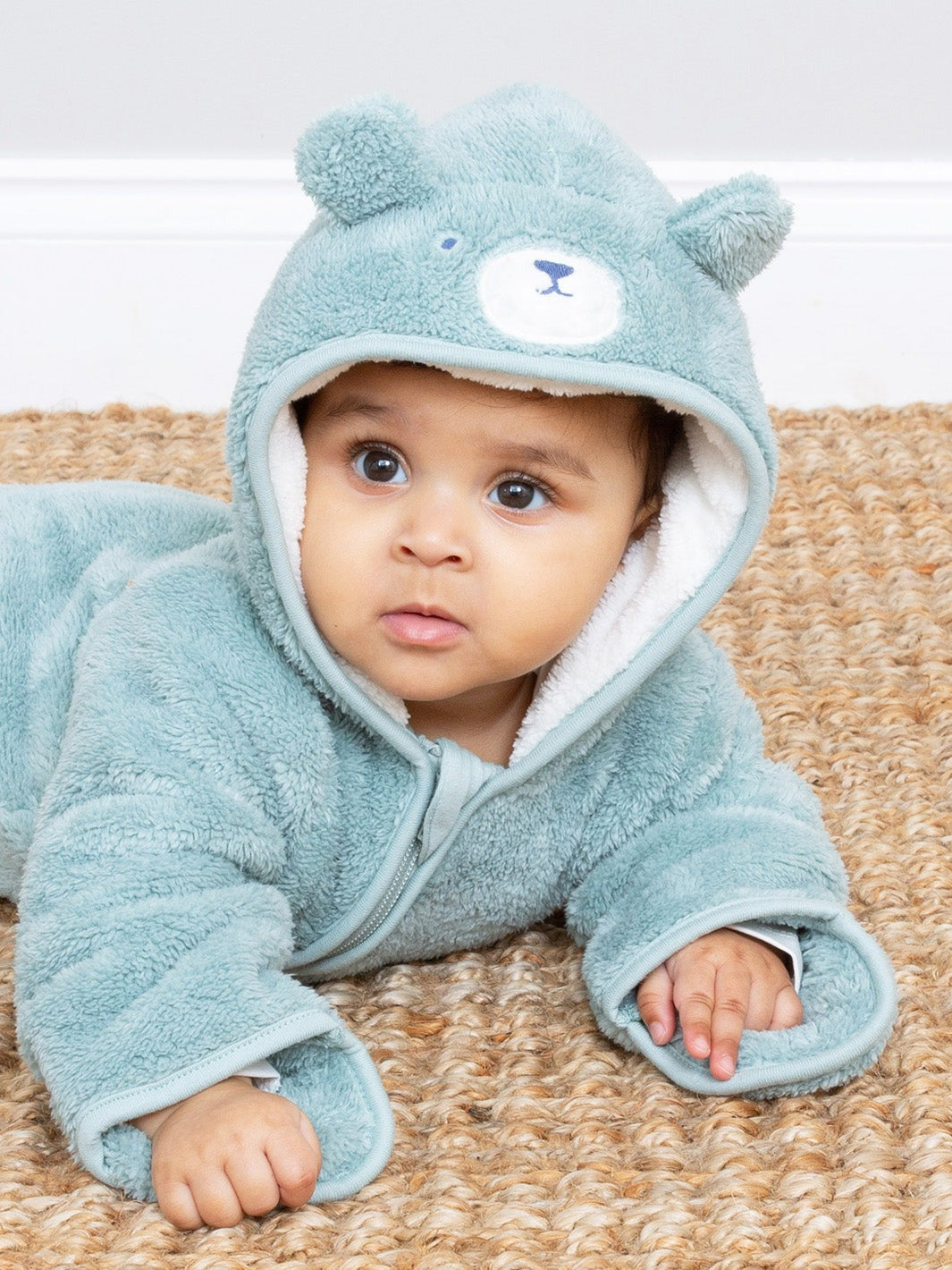 An image of the Kite Baby Bear Fleece Pramsuit