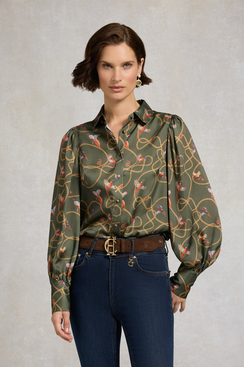 An image of the Holland Cooper Isla Satin Shirt