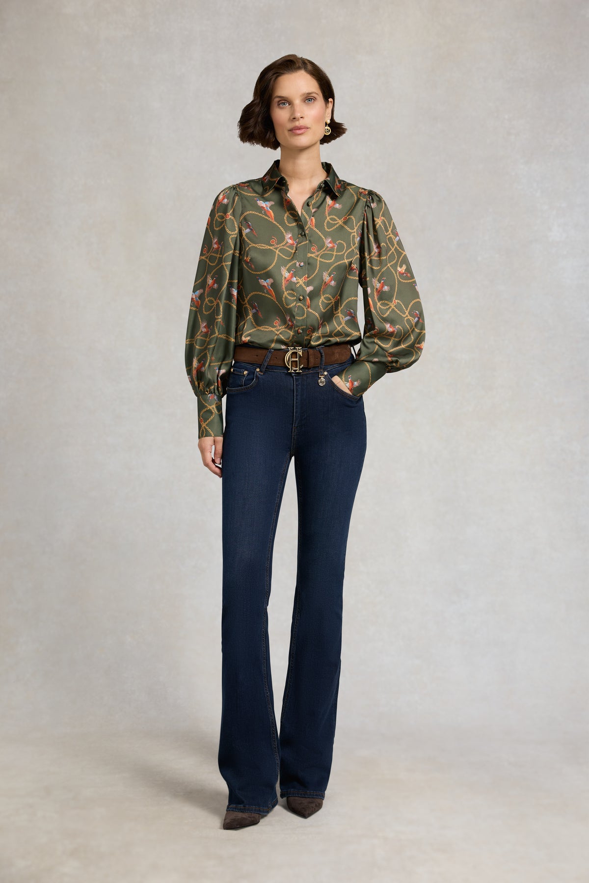 An image of the Holland Cooper Isla Satin Shirt