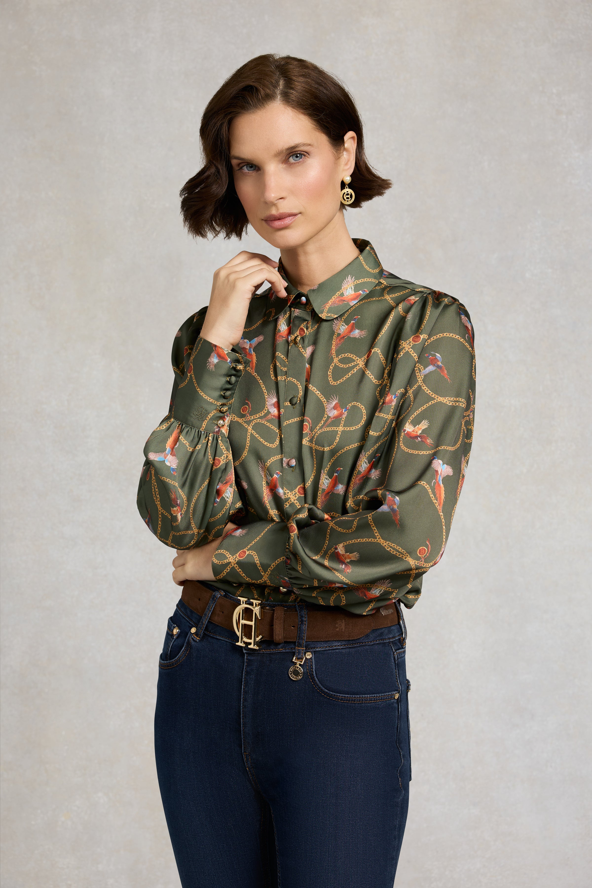 An image of the Holland Cooper Isla Satin Shirt