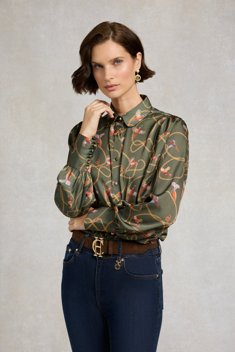 An image of the Holland Cooper Isla Satin Shirt