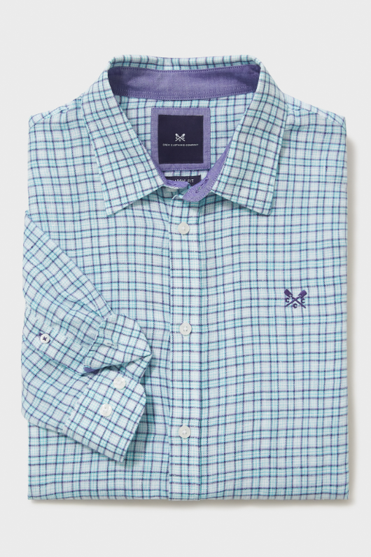 An image of the Crew Clothing Linen Check Shirt