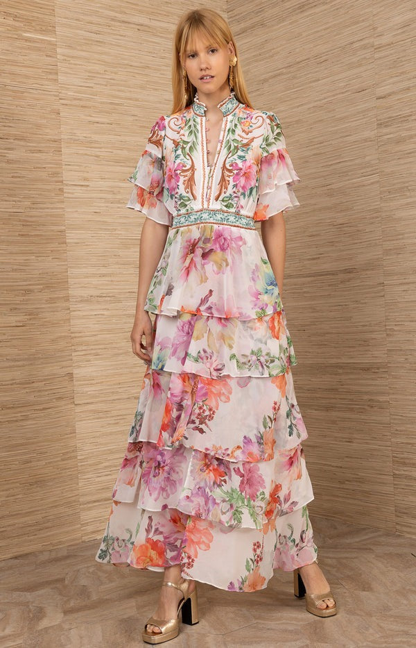 An image of the Hale Bob Itzayana Chiffon Maxi Dress