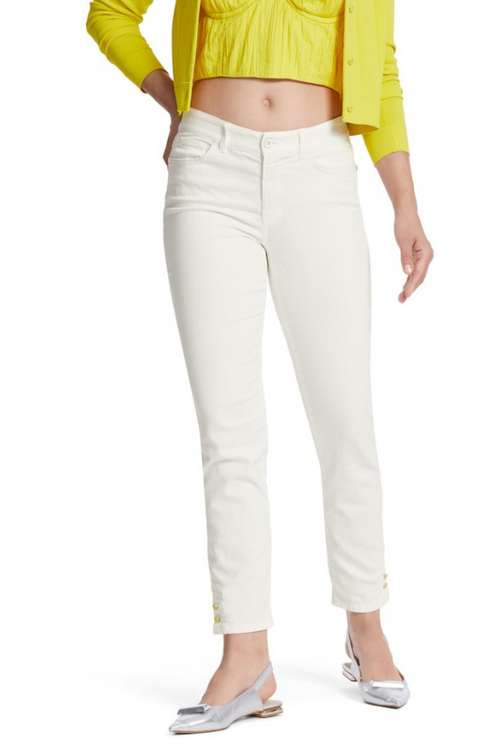 Marc Cain Silea Slim Fit Jeans. Figure-hugging jeans with pockets, button & zip fastening, and an off white design