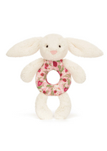 An image of the Jellycat Jellycat Blossom Cream Bunny 'Berry' Ring Rattle
