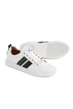 An image of the Fairfax & Favor Boston Leather Trainers in the colour White Leather Multi.