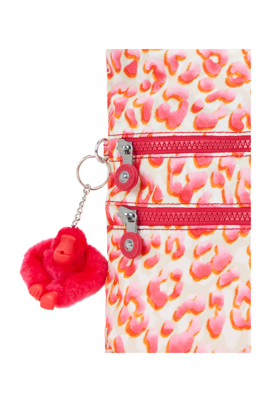 Kipling Alvar Shoulder Bag with Latin Cheetah design, zip closure, multiple interior & exterior pockets and Kipling monkey keychain