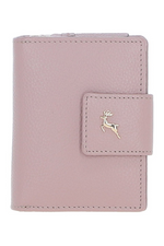 Ashwood Leather Leather Wallet. An RFID secure leather wallet with zip and stud closure, in the colour Wood Rose.