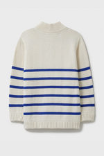 An image of the Crew Clothing Stripe Half-Zip Knit Jumper in the colour Navy White.