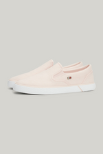 An image of the Tommy Hilfiger Enamel Flag Slip-On Canvas Trainers