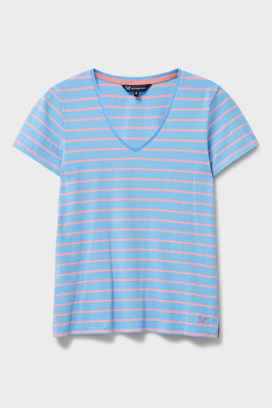 An image of the Crew Clothing Breton V Neck T-Shirt