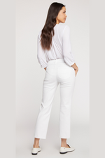 N.Y.D.J Marilyn Straight Ankle Jean. Women's cropped jeans with button & zip fastening, pockets, and a crisp white finish.