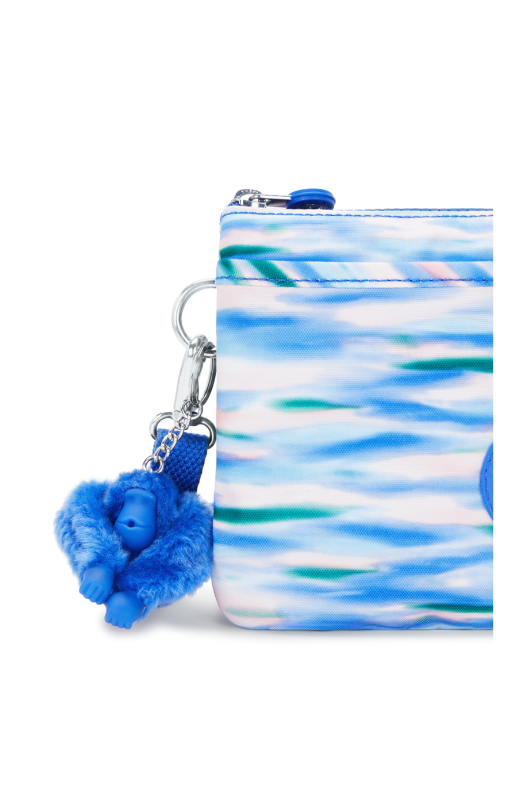 Kipling Riri Small Crossbody Bag with diluted blue print and Kipling monkey keychain