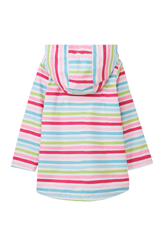 Lighthouse Olivia Jacket. A lightweight, waterproof kids coat with a soft jersey lining, two front pockets, a zip-up front, and a cute multi-colour stripe design.
