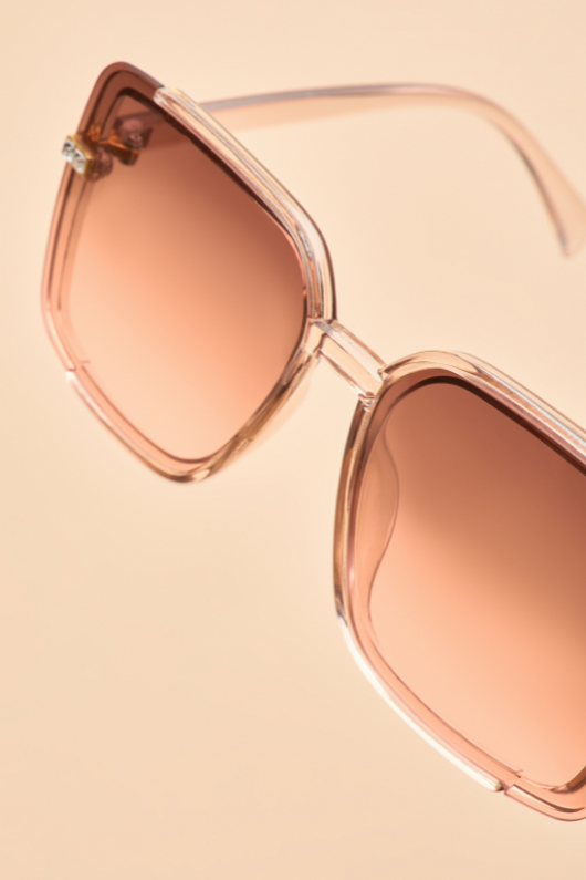 Powder Luxe Sutton Sunglasses. Large sized sunglasses with a chic rose fram