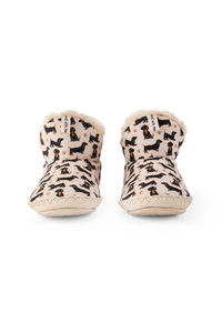 An image of the Bedroom Athletics Lily All Over Dog Print Slipper Boot