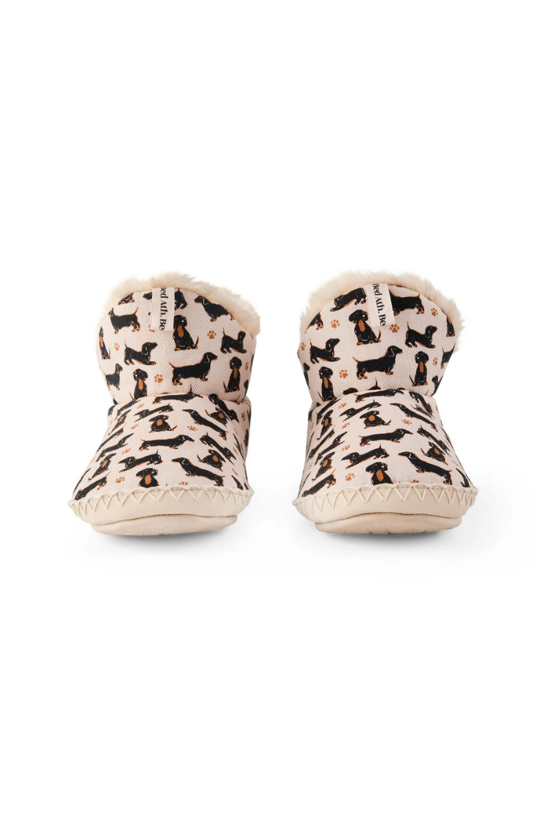 An image of the Bedroom Athletics Lily All Over Dog Print Slipper Boot