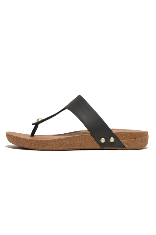 An image of the Fitflop iQushion Leather Toe Post Sandal