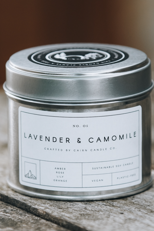 An image of the Cairn Candle Tin Candle