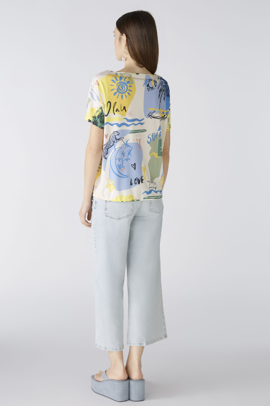 An image of the Oui Multi Print Short Sleeve Blouse