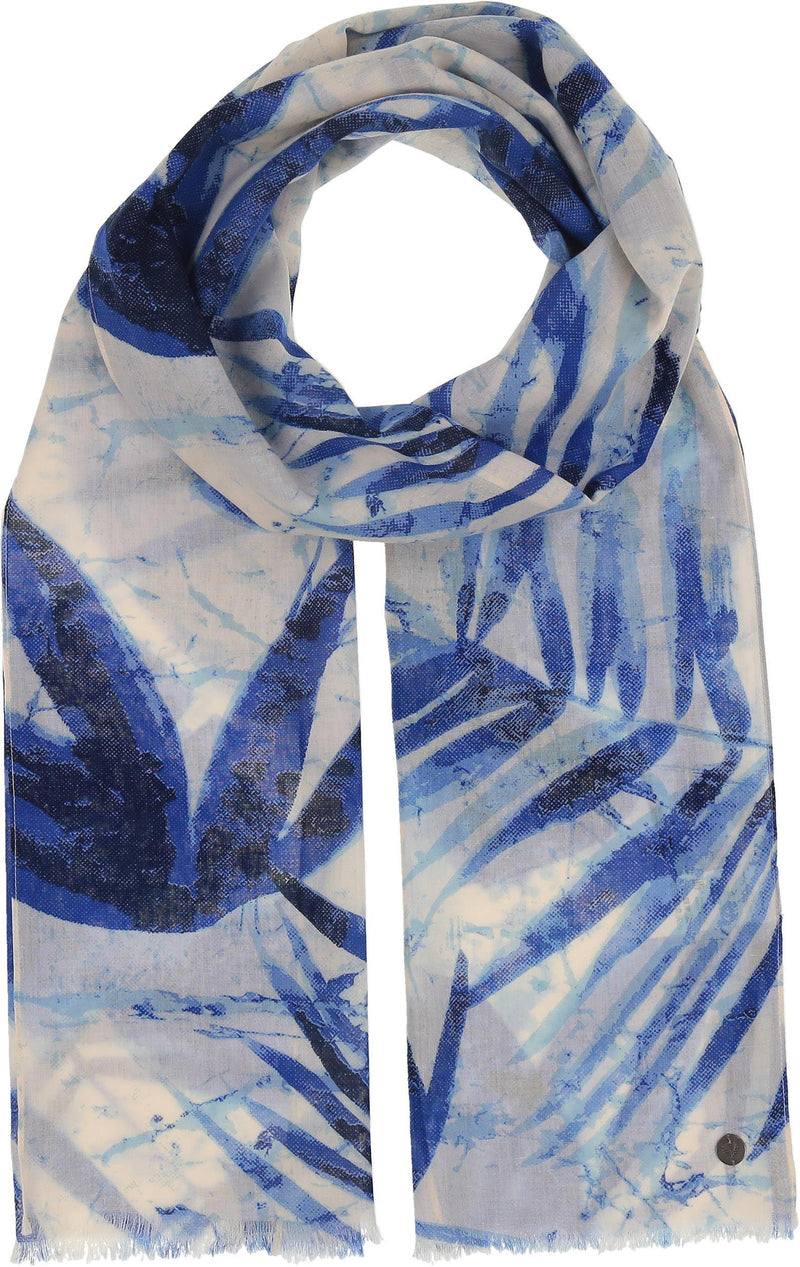 An image of the Fraas Silouette Leaf Print Cotton Scarf