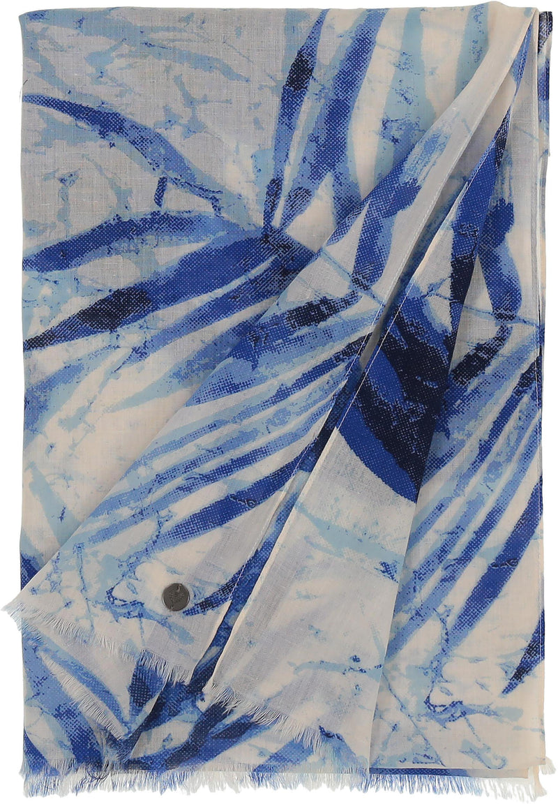 An image of the Fraas Silouette Leaf Print Cotton Scarf