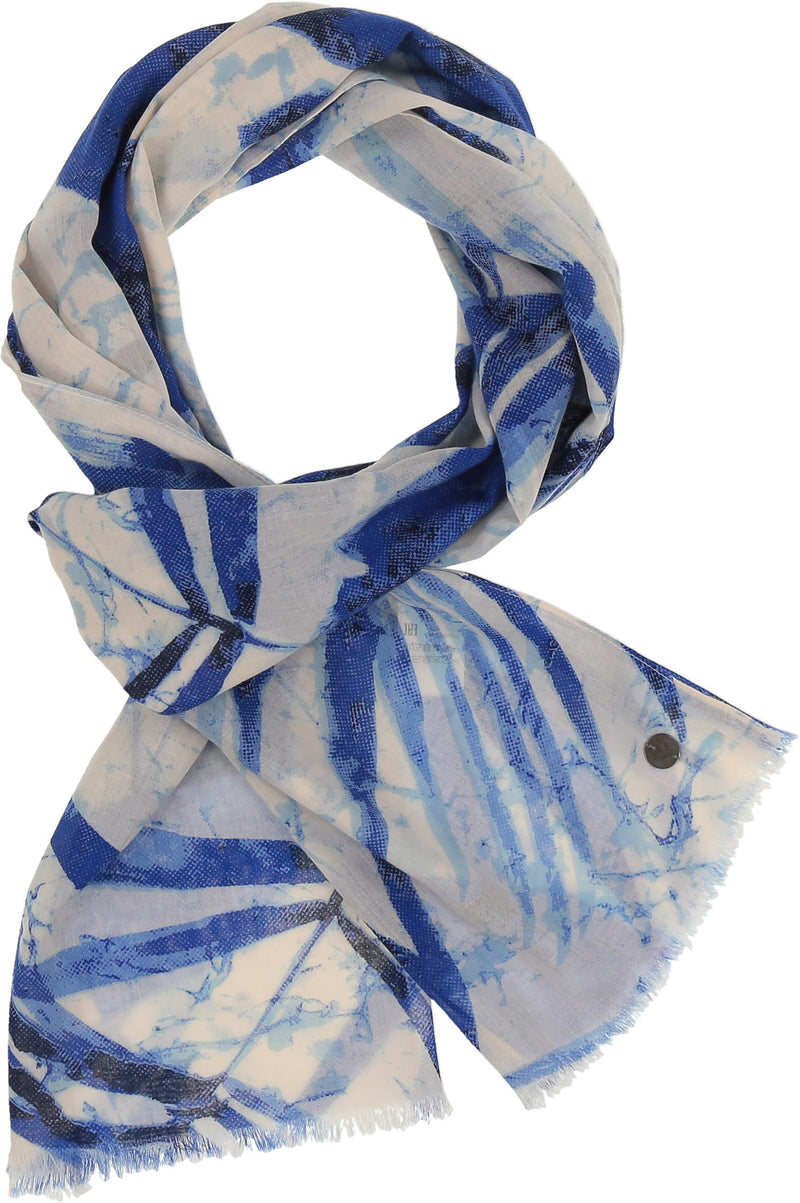 An image of the Fraas Silouette Leaf Print Cotton Scarf