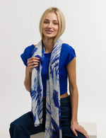 An image of the Fraas Silouette Leaf Print Cotton Scarf