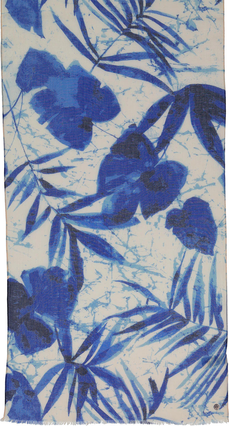 An image of the Fraas Silouette Leaf Print Cotton Scarf