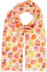 An image of the Fraas Strawberry Print Cotton Scarf
