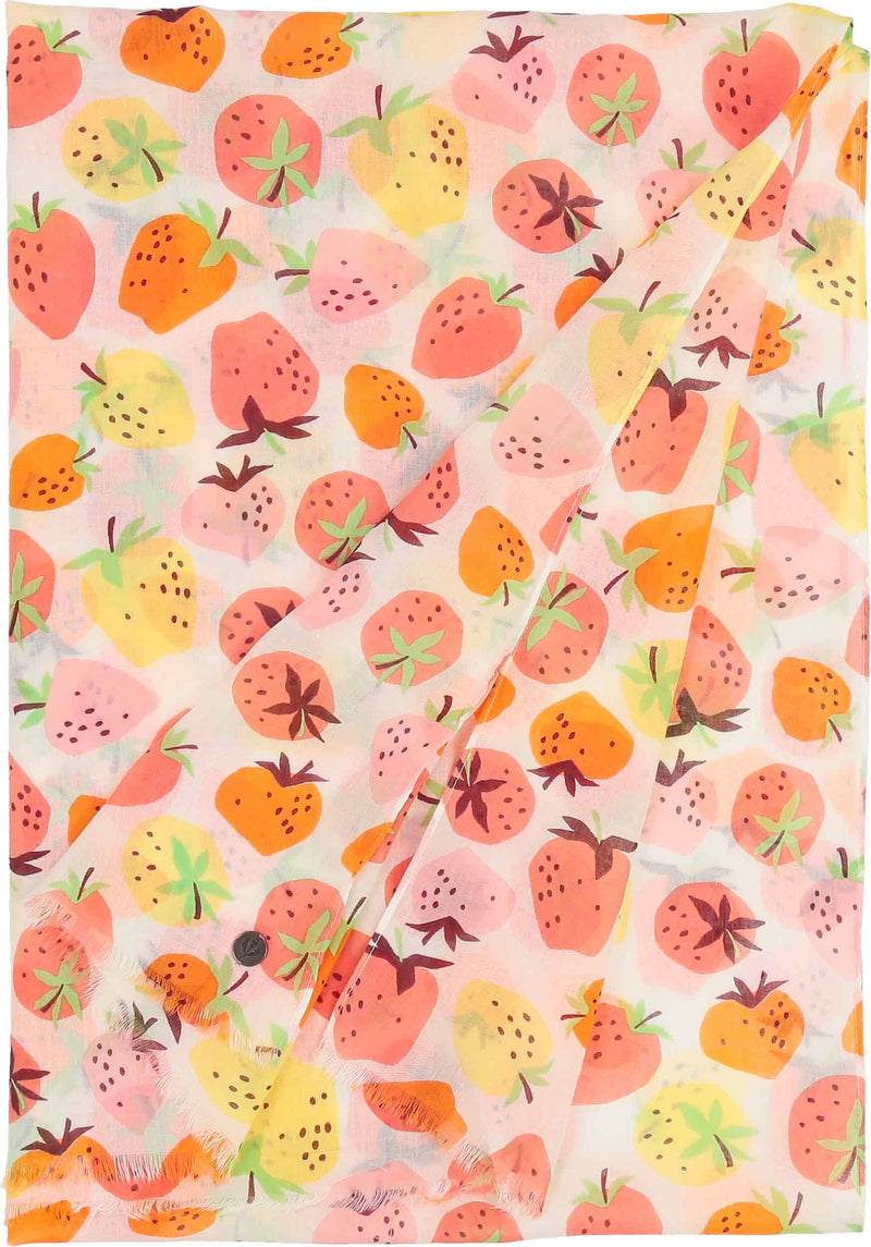 An image of the Fraas Strawberry Print Cotton Scarf
