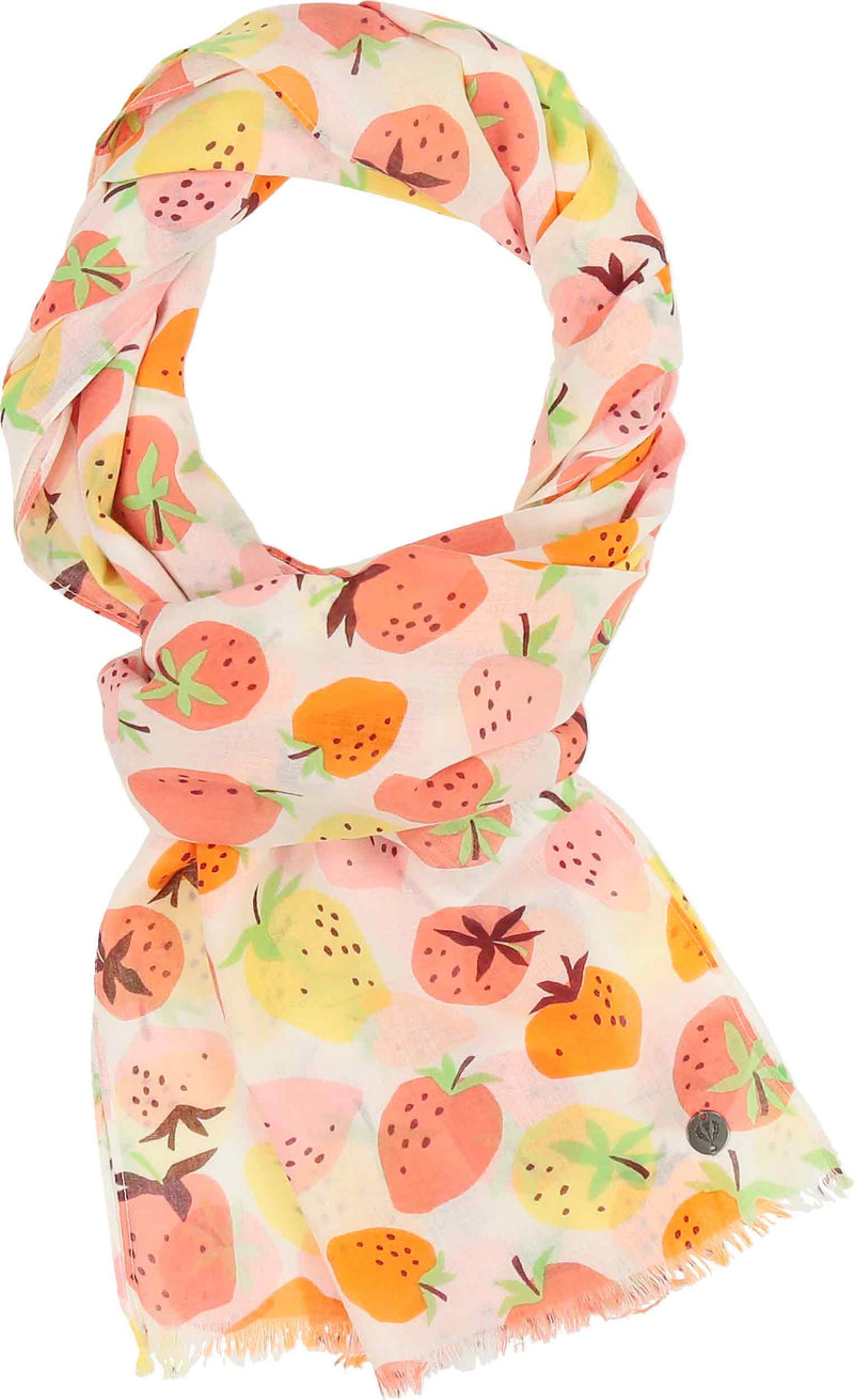 An image of the Fraas Strawberry Print Cotton Scarf