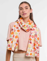 An image of the Fraas Strawberry Print Cotton Scarf