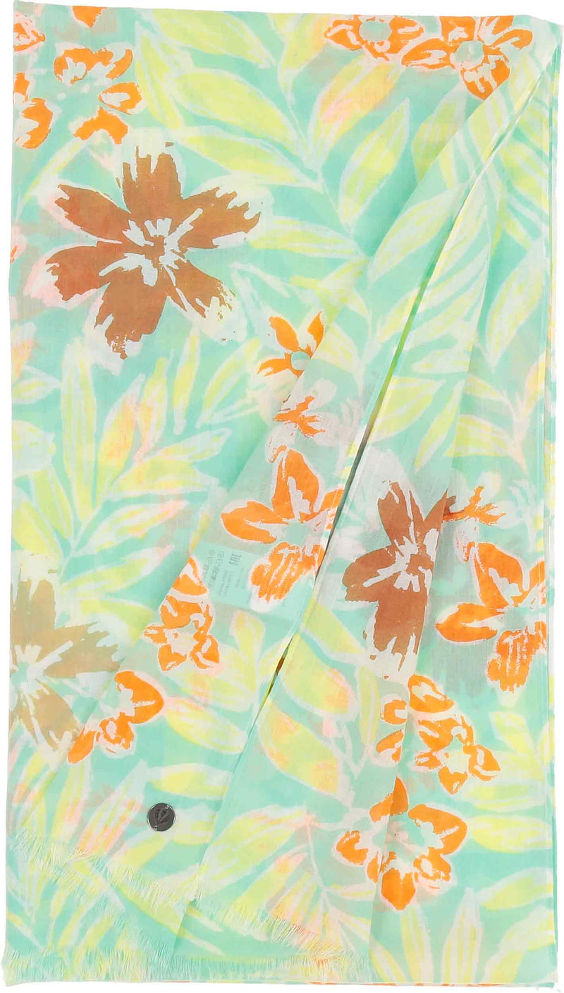 An image of the Fraas Leaf Floral Print Cotton Scarf