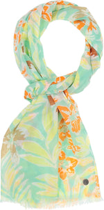 An image of the Fraas Leaf Floral Print Cotton Scarf