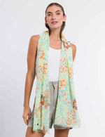 An image of the Fraas Leaf Floral Print Cotton Scarf