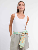 An image of the Fraas Leaf Floral Print Cotton Scarf