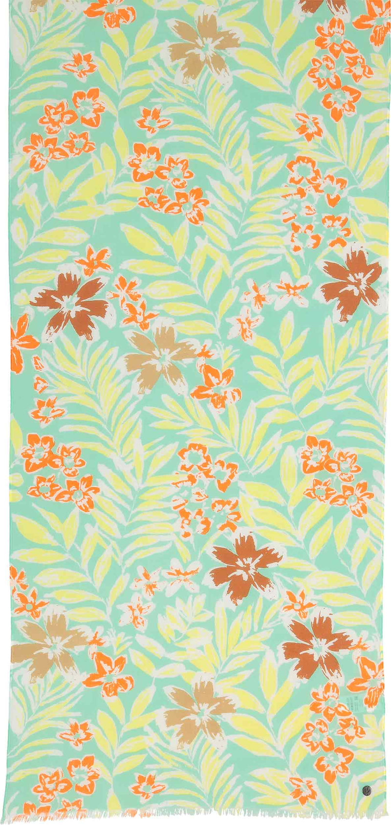 An image of the Fraas Leaf Floral Print Cotton Scarf