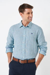 An image of the Crew Clothing Linen Check Shirt