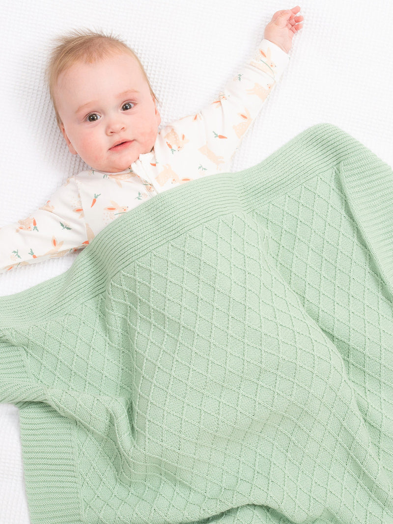 An image of the Kite Diamond Blanket Soft Sage